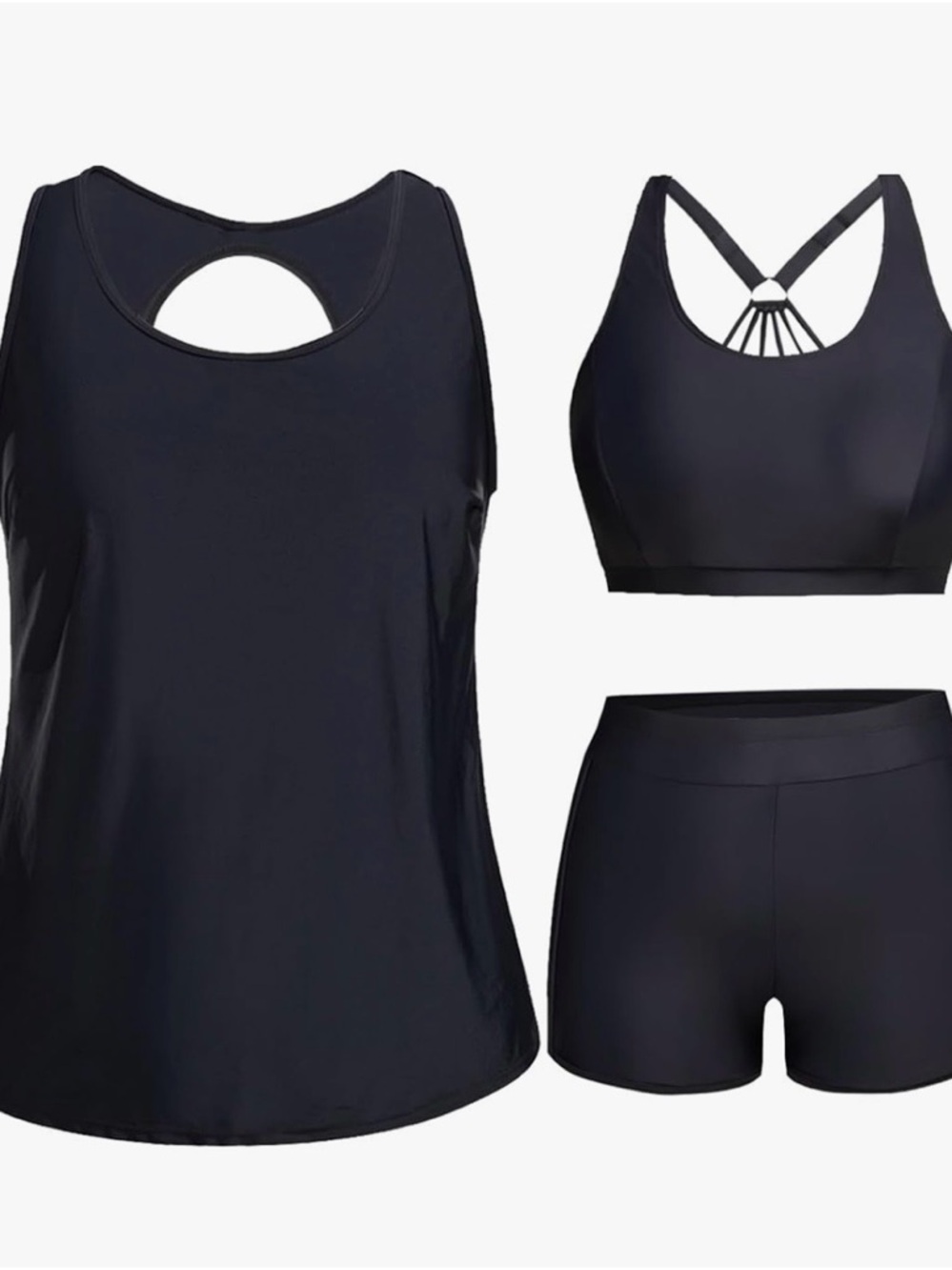 Women Plus Size 3 Piece Tankini Swimsuits Athletic Bathing Suits with Shorts